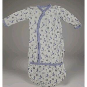 Kyte Baby Peacock Butterfly Bamboo Knotted Gown Purple Cream 0-3M *retired* 2015
